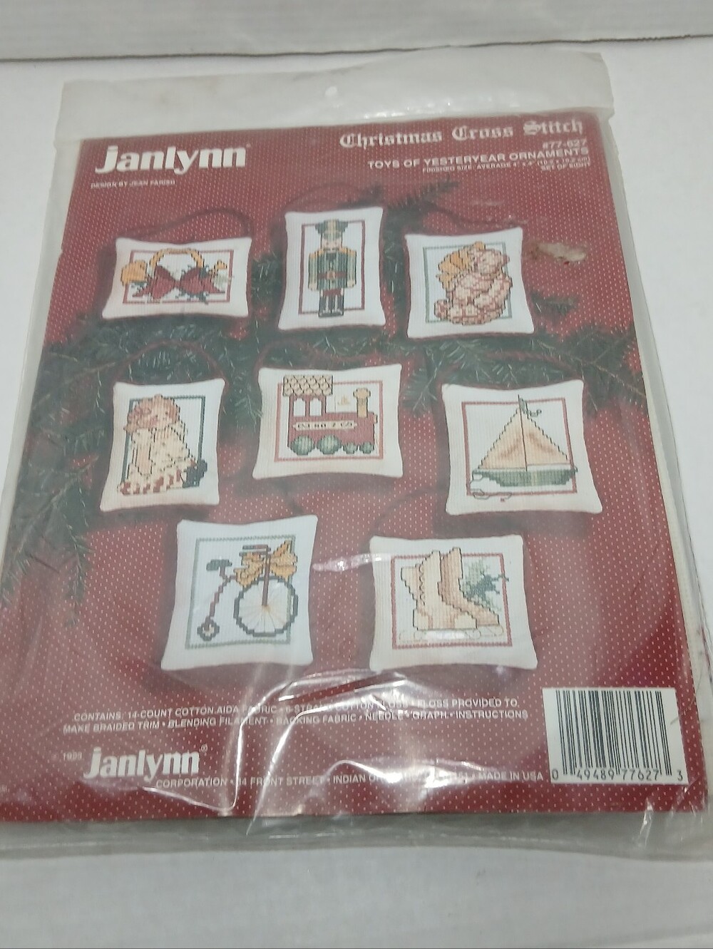 JANLYNN CHRISTMAS Toys of Yesteryear ORNAMENTS Cross Stitch Kit 77-627 NEW set 8
